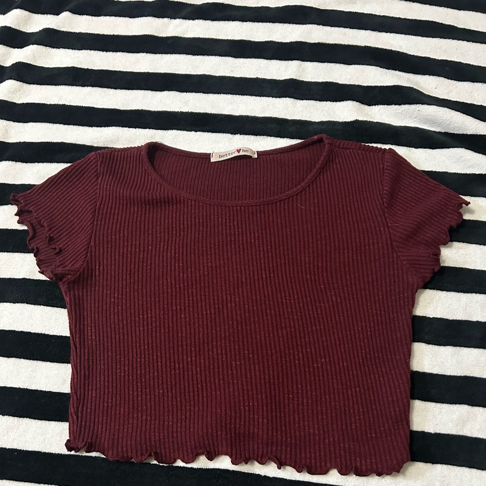 Better Be Maroon Ribbed Crop Top